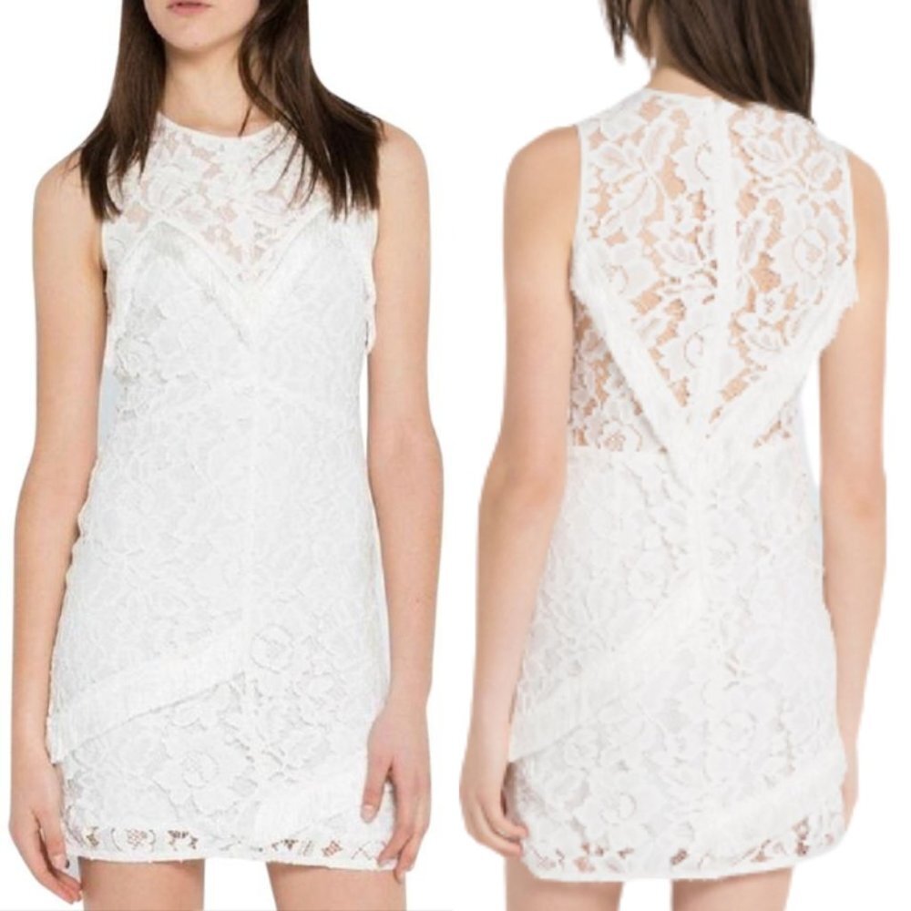 Sandro Paris Riva Fringe Trim Lace‎ Mini Dress